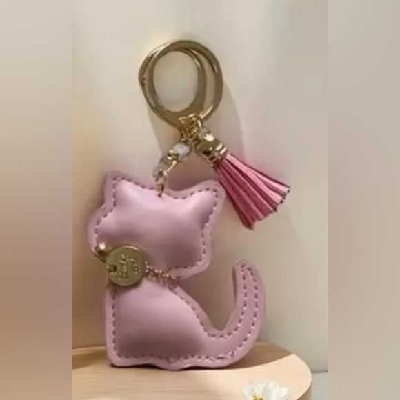 None Accessories - Cat Keychain with Gold Accents, Lavender, NEW
